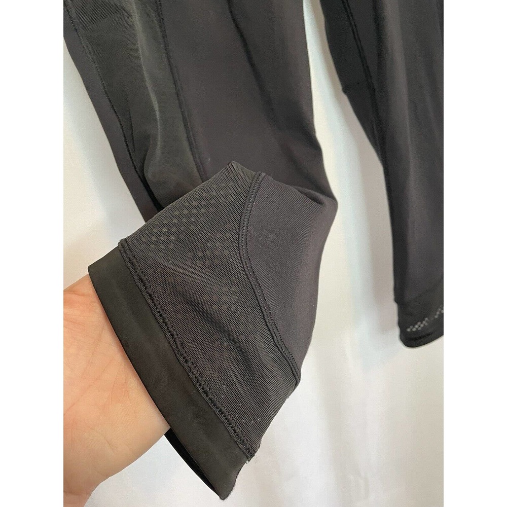 Lululemon Women's Black Crop Mesh Panel Leggings Side Pockets 21 Inch Inseam S/M - Picture 3 of 6